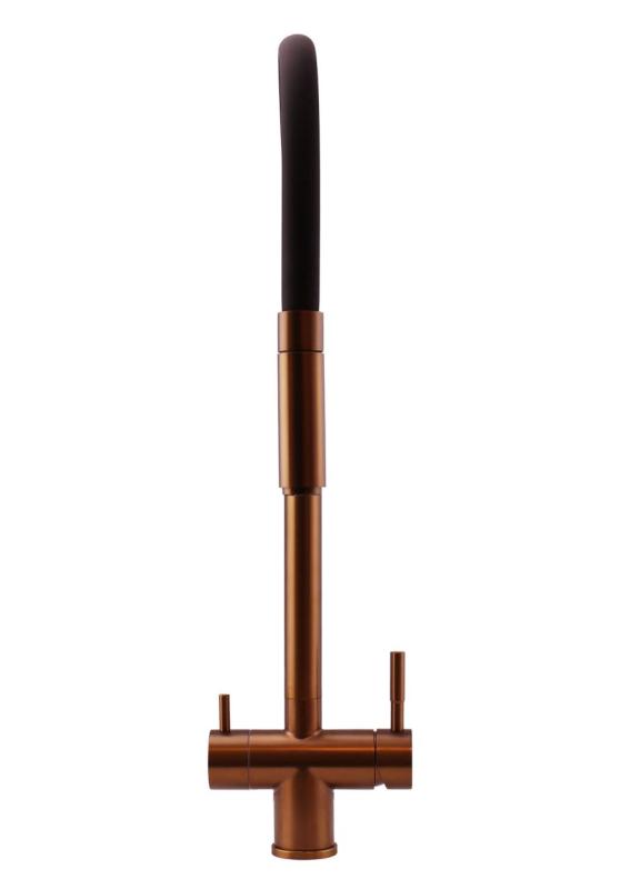 Pure.Sink Elite Steel Flex Grifo de cocina de cobre PVD de 3 vías con salida flexible y agua filtrada PS8110-62