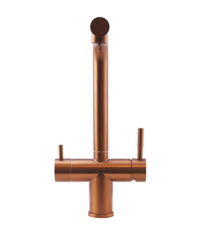 Pure.Sink Elite Steel Clear-S PVD Cobre 3-vías Grifo de Cocina con Salida Retráctil y Agua Filtrada PS8120-62