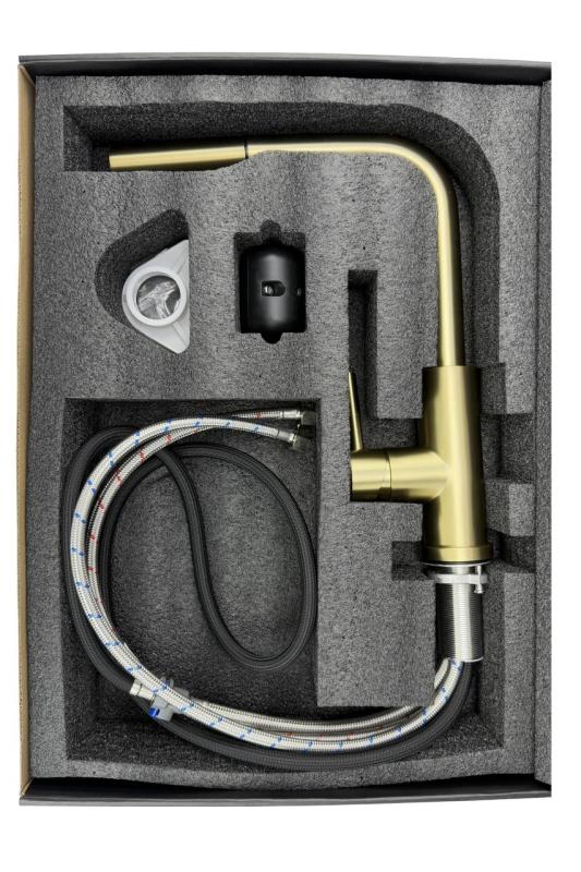 Pure.Sink Elite Steel Pulse-S grifo de cocina PVD en oro cepillado con salida extensible y modo de rociado PS8500-60