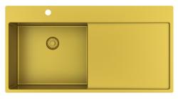 Pure.Sink Exclusivo Fregadero dorado con escurridor 100 x 52 cm Grifo Tapwing izquierdo PEX47100LT-60
