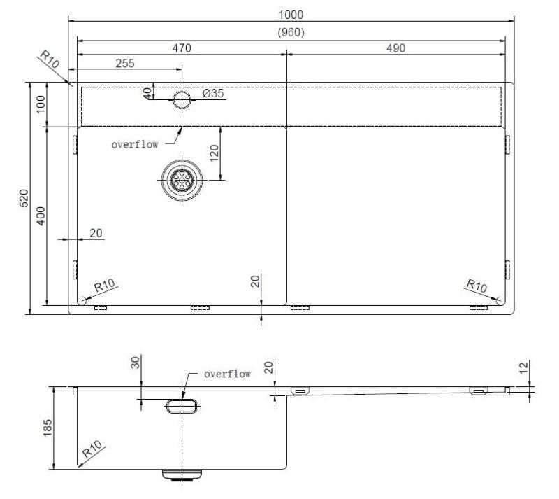 Pure.Sink Exclusivo Fregadero de metal gris con escurridor 100 x 52 cm Grifo Tapwing izquierdo PEX47100LT-61
