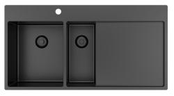 Pure.Sink Exclusivo Fregadero Gun Metal 1,5 con escurridor 100 x 52 cm Grifo Tapwing izquierdo PEX3418100LT-61