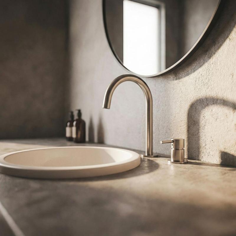 MURO TUA Grifo de lavabo de 2 orificios cromado con caño redondo 1208972104