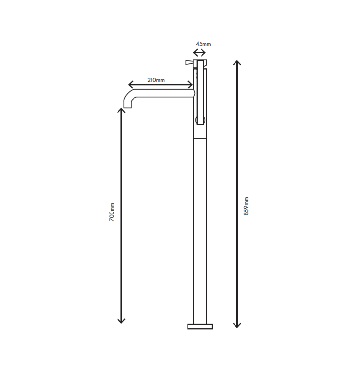 MURO TUA Grifo de baño independiente con ducha de mano cromada M1.CA1.CR