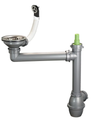 Ausmann Juego de desagüe de acero inoxidable con rebosadero redondo, incl. sifón para fregadero individual 1208972186