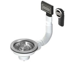 Pure.Sink Universal Juego de tapones para cestas de acero inoxidable cepillado, juego de desagües para fregadero con rebosadero redondo y rectangular WSTMAN-02