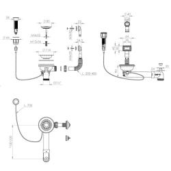 Pure.Sink Universal Juego de desagüe negro mate que incluye desagüe con pulsador y tapón, además de rebosadero rectangular y redondo WSTAUT-31