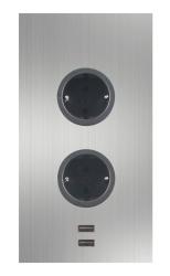 Indux Corner Columna de energía con 2 enchufes con toma de tierra y 2 cargadores USB de acero inoxidable 1208972296