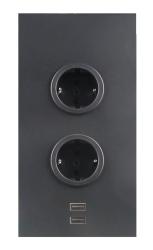 Indux Corner Columna de energía con 2 enchufes con toma de tierra y 2 cargadores USB. Negro. 1208972297