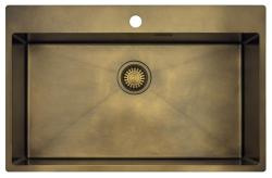 Pure.Sink Luxion Gran fregadero PVD Antique Bronze de 78 x 50 cm Tapwing con banco para grifo y rejilla inferior PLX7850T-64