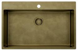 Pure.Sink Luxion Gran fregadero PVD Antique Bronze de 78 x 50 cm Tapwing con banco para grifo y rejilla inferior PLX7850T-64