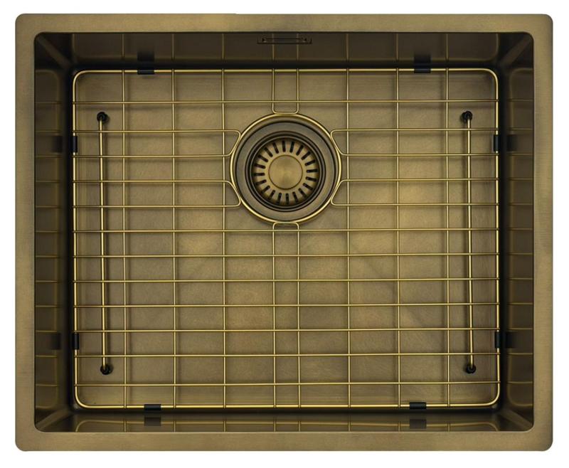 Pure.Sink Luxion PVD Antique Fregadero de bronce 50 x 40 cm para encastrar, empotrar y montar con rejilla inferior PLX5040-64