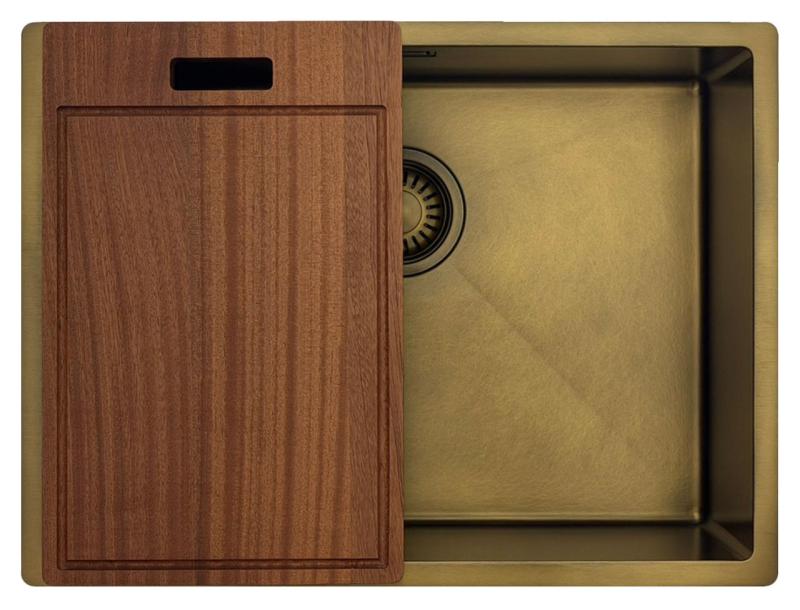 Pure.Sink Luxion PVD Antique Fregadero de bronce 55 x 40 cm para encastrar, empotrar y montar sobre encimera  con rejilla inferior PLX5540-64