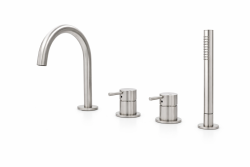 MURO TUA Mezclador empotrado para borde de bañera con caño redondo y ducha de mano extraíble cromado 1208972441