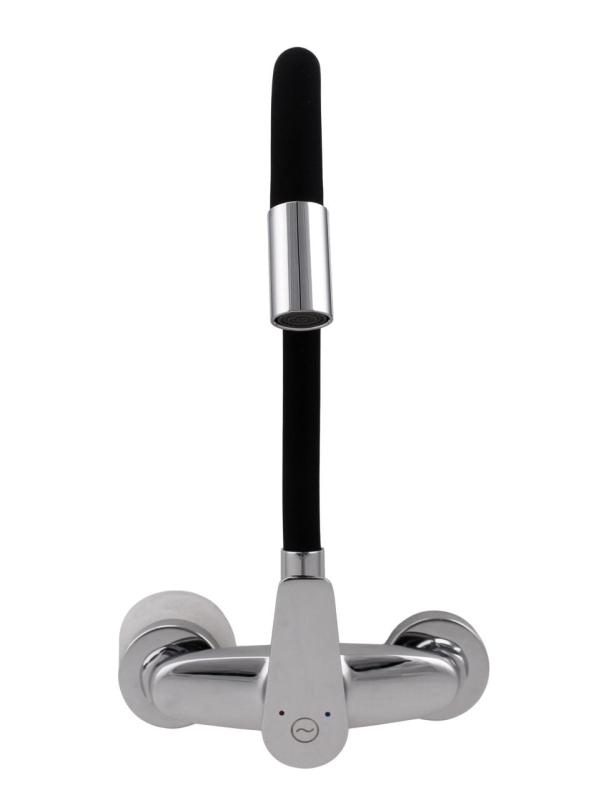 Aquanello Casa Grifo de cocina de pared cromado con caño alto flexible CR-1301-CS