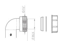 Pure.Sink Kit de codo de sifón británico con tuerca y juntas de 40 mm WSTSUK-32