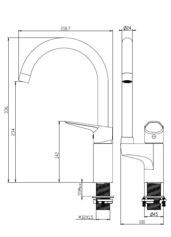 Aquanello Casa Grifo monomando de cocina cromado con maneta superior CR-1202-CS