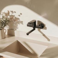 Aquanello Casa Grifo monomando de cocina negro con caño de 15 cm BL-1415-CS