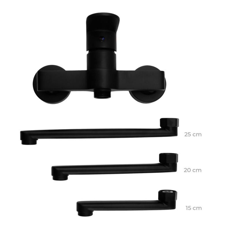 Aquanello Casa Grifo monomando de cocina para pared negro con caño de 25 cm BL-1425-CS