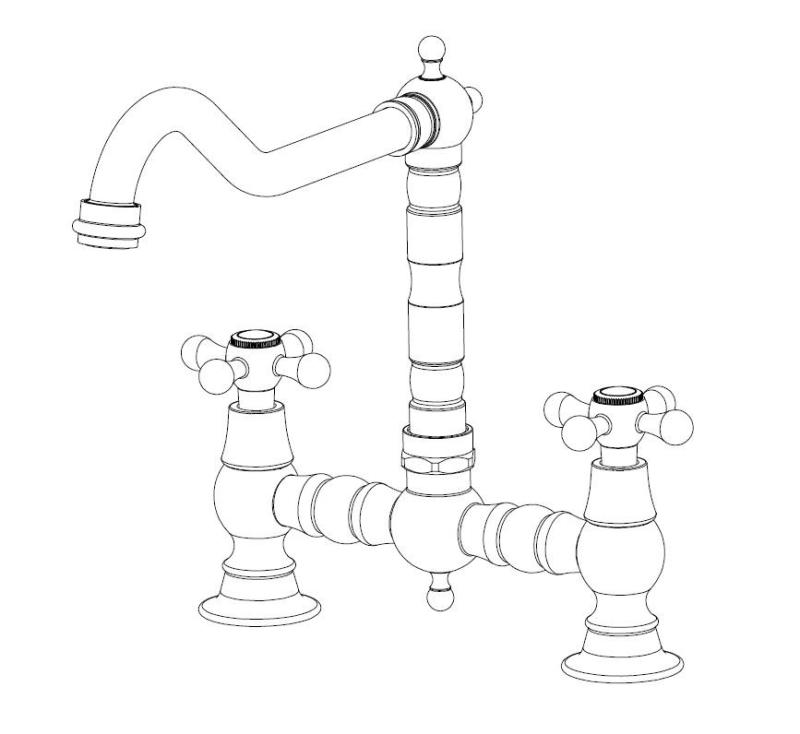 Aquanello Heritage Ascot Grifo de cocina clásico de estilo nostálgico con manetas en forma de cruz, color bronce, modelo BN-0011-HA