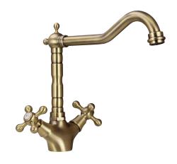 Aquanello Heritage Ascot Cocina clásica Grifo de cocina nostálgico Bronce con caño en ángulo BN-4002-HA