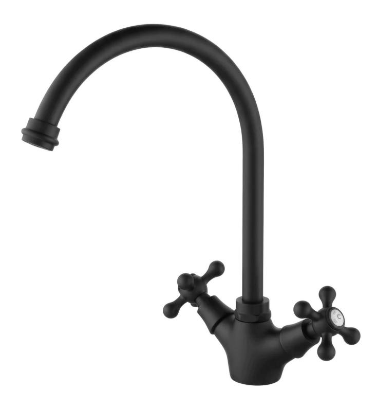 Aquanello Heritage Ascot Grifo de cocina clásico y nostálgico, negro con caño redondo BL-4003-HA