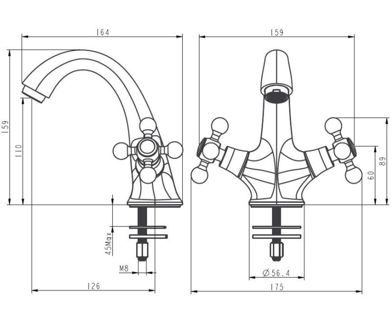 Aquanello Heritage Ascot Grifo mezclador clásico nostálgico para lavabo, cromado CR-4101-HA