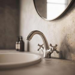 Aquanello Heritage Ascot Grifo mezclador clásico nostálgico para lavabo, acero inoxidable NB-4101-HA