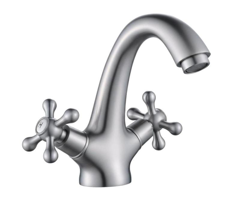 Aquanello Heritage Ascot Grifo mezclador clásico nostálgico para lavabo, acero inoxidable NB-4101-HA