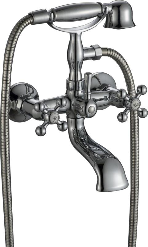 Aquanello Heritage Ascot Grifo clásico para bañera con mandos en estrella de acero inoxidable, incluye ducha de mano NB-3002-HA