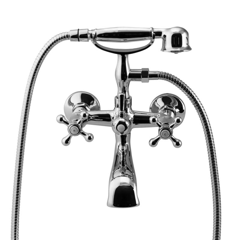 Aquanello Heritage Ascot Grifo clásico para bañera con mandos en estrella de acero inoxidable, incluye ducha de mano NB-3002-HA