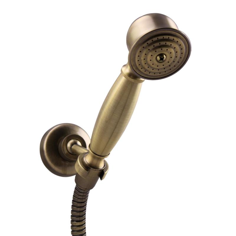 Aquanello Heritage Ascot Juego de grifería de ducha clásica con mandos en estrella, bronce, con ducha de mano BN-2002-HA