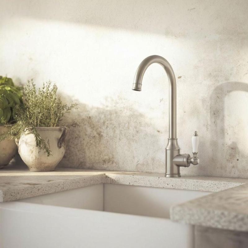 Aquanello Heritage Manor Grifo de cocina clásico de estilo nostálgico de acero inoxidable NB-9001-HM