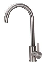 Aquanello Forma Grifo monomando de cocina de acero inoxidable macizo con caño redondo SS-1002-FM