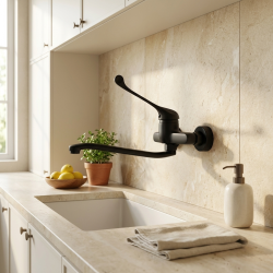 Aquanello Medic Grifo de cocina de pared con maneta larga negro BL-1005-MD