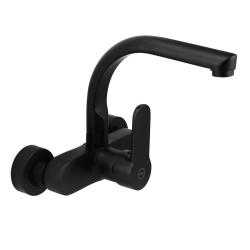 Aquanello Casa Grifo de cocina de pared con caño superior negro BL-1003-CS