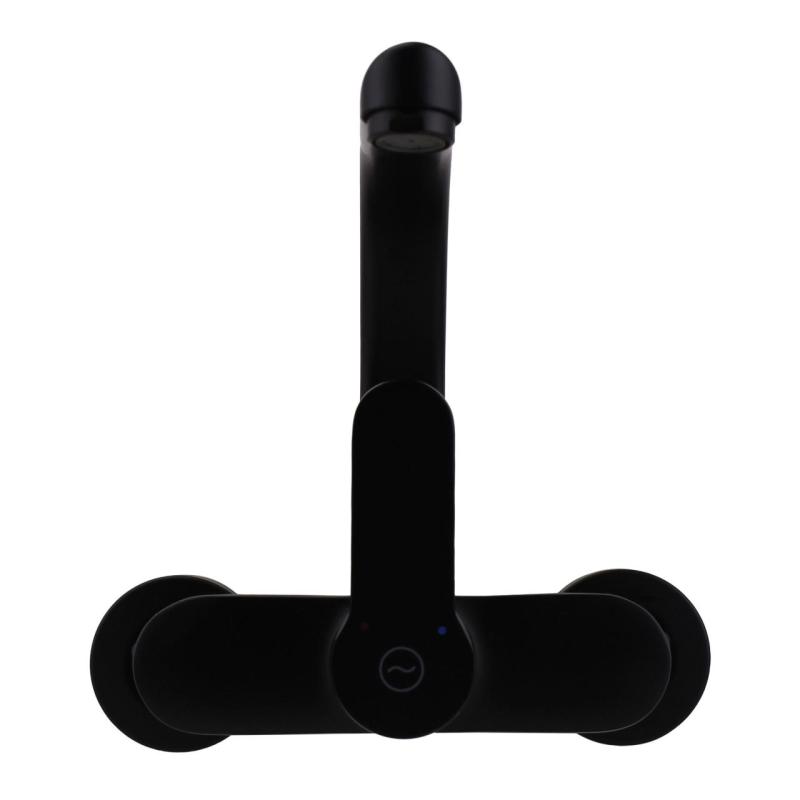 Aquanello Casa Grifo de cocina de pared con caño superior negro BL-1003-CS