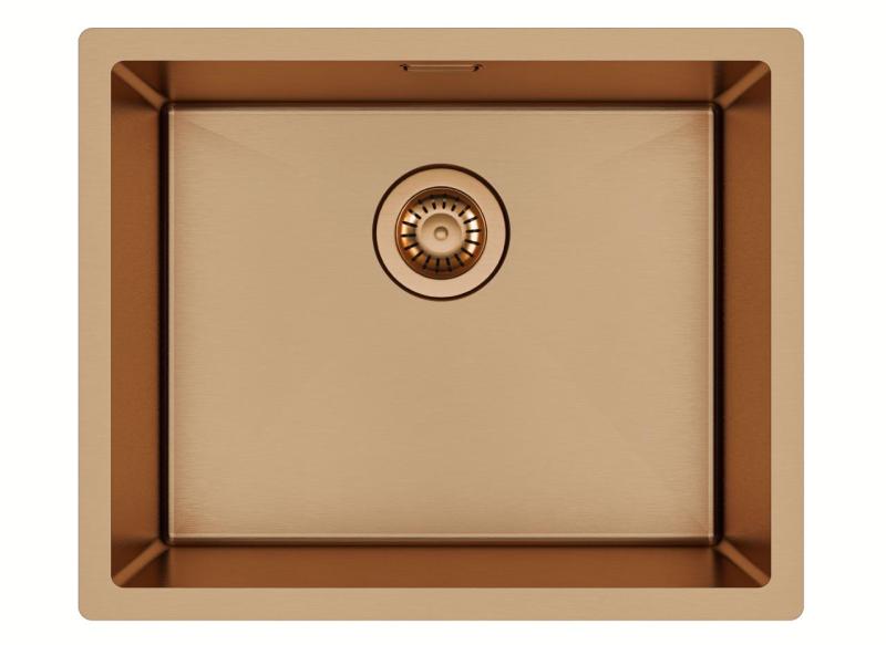 Ausmann Mosel Set combinado Fregadero PVD Cobre 50x40 cm con grifo de cocina, dispensador de jabón y alfombrilla enrollable 1208972563