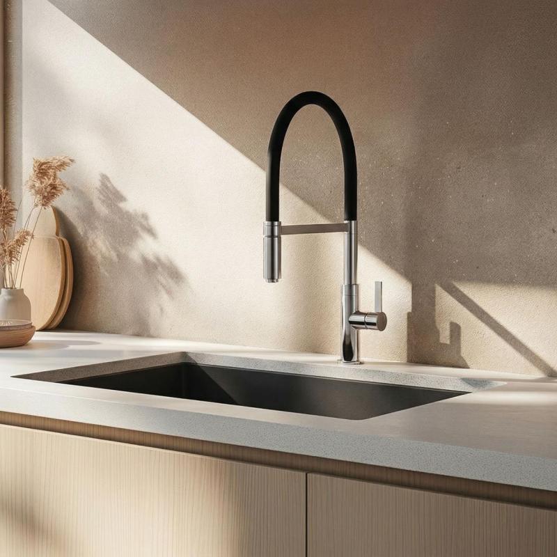 Grifo de cocina Ausmann Lavea Cromo con salida giratoria y flexible 1208972568