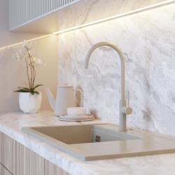 Graniteland Vira Slim Grifo de cocina beige con caño giratorio 1208972622