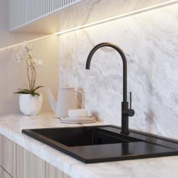 Graniteland Vira Slim Grifo de cocina negro con caño giratorio 1208972626