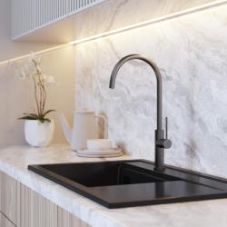 Graniteland Vira Slim Grifo de cocina Gun Metal con caño giratorio 1208972627