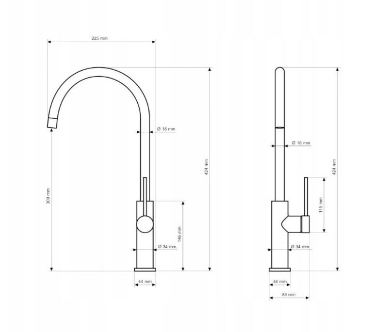 Graniteland Vira Slim Grifo de cocina Gun Metal con caño giratorio 1208972627