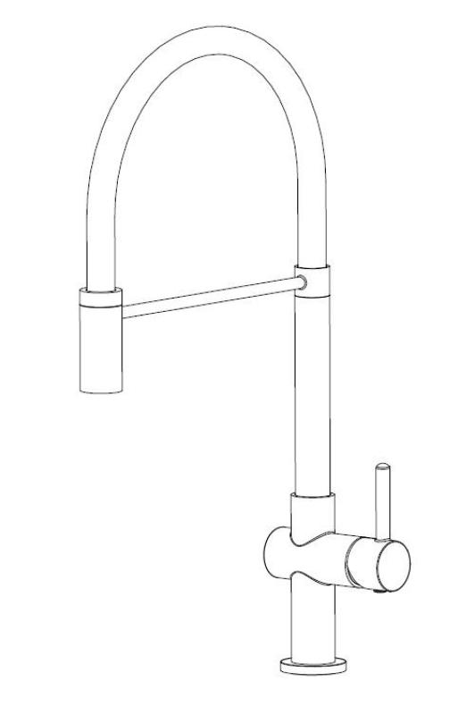 Aquanello Gastro Grifo de cocina con caño flexible, cromado CR-4400-GT