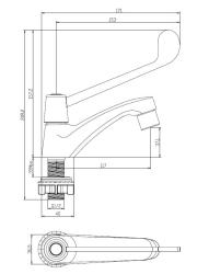 Aquanello Medic Grifo de agua fría con maneta larga, cromado CR-1101-MD