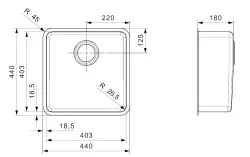 Fregadero Reginox Ohio 40x40 mediano de acero inoxidable enrasado y de superficie B09H2LLU06GDS.9 1501