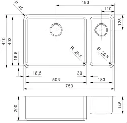 Fregadero doble de acero inoxidable Reginox Ohio 50x40 + 18x40 B09H8LLU08GDS.9 R15711