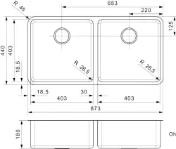 Fregadero doble Reginox Ohio 40x40 + 40x40 de acero inoxidable B09H6LLU08GDS.9 R16596