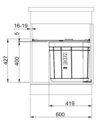 Cubo de basura Franke Sorter Solo 60 giratorio en la puerta con capacidad para 40 litros 121.0307.572