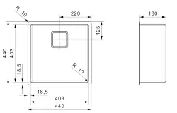 Fregadero Reginox Texas R10 radio exterior 40 x 40 mediano de acero inoxidable R28025